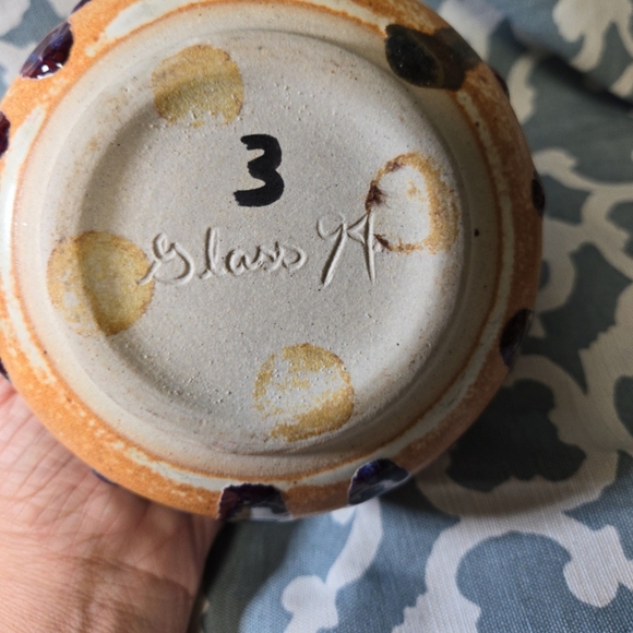 Vintage Walt Glass Studio Pottery Texas Dish with Lid Pot Bowl Vintage 1994 2 pc - Picture 5 of 6